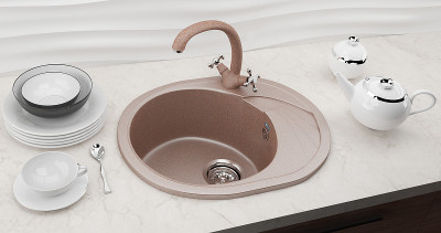 Смеситель для кухни Ulgran Classic U-013-302 высота 216 мм двухвентильный песочный