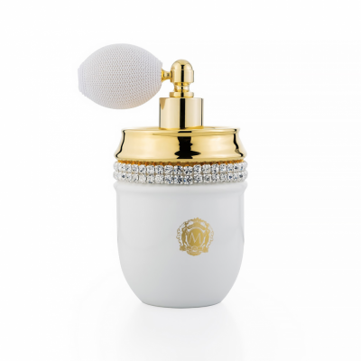 MIGLIORE Dubai 28450 баночка для парфюма с помпой, золото/белый/кристаллы