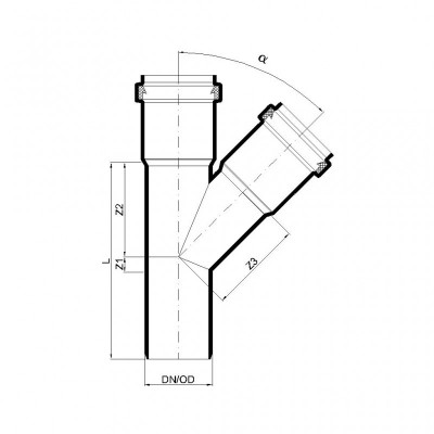 Тройник PKEA DN/OD 50/40, 45°, синий POLOPLAST POLO-KAL NG (P2212)