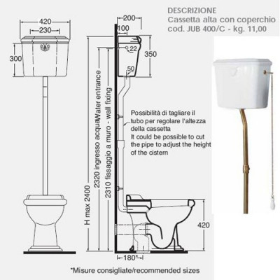 Azzurra Jubilaeum JUB400/С bi бачок для унитаза высокий, белый