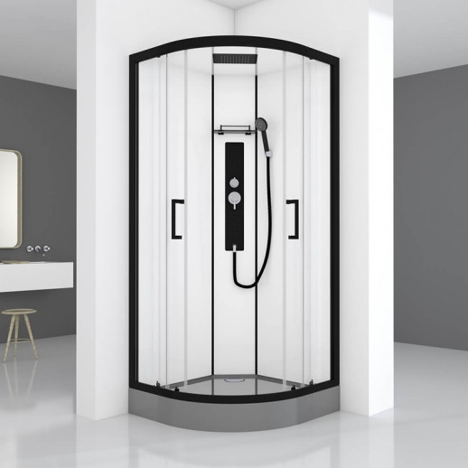 Душевая кабина Black&White Galaxy 8001900 с гидромассажем пр-ль черный 90х90 см четверть круга