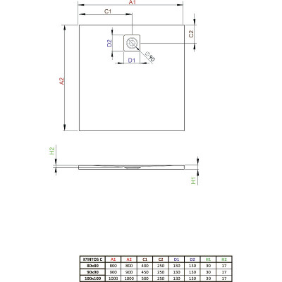 Душевой поддон из искусственного камня Radaway Kyntos C 100x100 HKC100100-54 черный квадратный