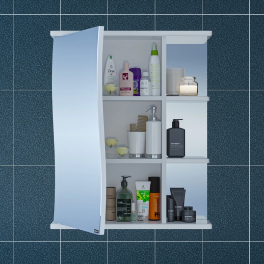 Зеркальный шкаф СаНта "Волна-600" лев, белый