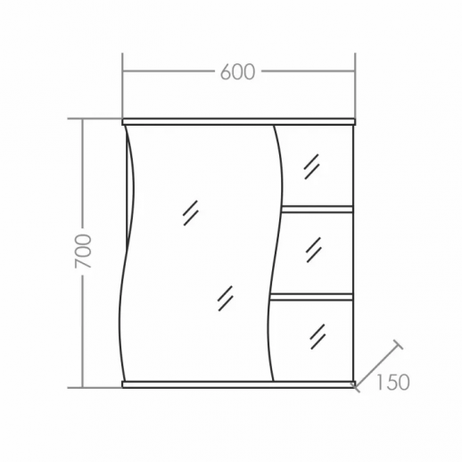 Зеркальный шкаф СаНта "Волна-600" лев, белый