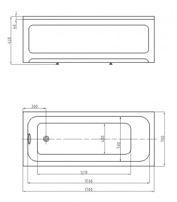 AQUATEK EFVA170 Eco-friendly Мия акриловая ванна прямоугольная 170*70 см