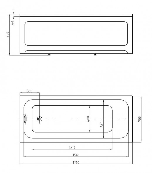 AQUATEK EFVA170 Eco-friendly Мия акриловая ванна прямоугольная 170*70 см