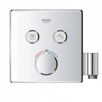Внешняя часть термостатического смесителя на 2 выхода GROHE Grohtherm SmartControl со встроенным держателем ручного душа, хром (29125000)