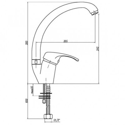 KorDi Black Line Edition KD 1703L - C27 Black/Chrome смеситель для кухни, черный матовый
