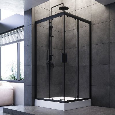 Душевой уголок AM.PM Gem 90х90 W90G-403-090BT прозрачный профиль черный квадратный