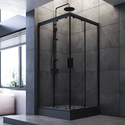 Душевой уголок AM.PM Gem 90х90 W90G-403-090BT прозрачный профиль черный квадратный