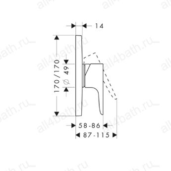 Axor Citterio M смеситель для душа, однорычажный, СМ