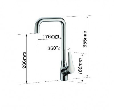 KorDi Reuss KD 7605 - D71 смеситель для кухни, Г-образный излив, хром