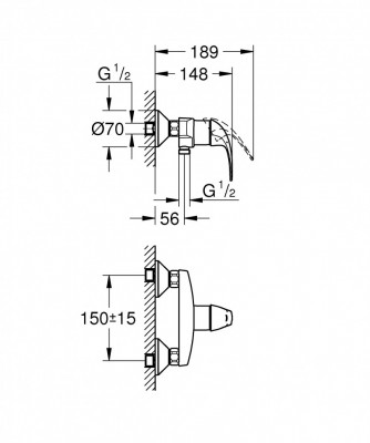 Смеситель для душа GROHE BauCurve, хром (23631000)