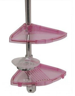 Primanova M-N13-22 угловая полка 4-х ярусная, 20*20 см, прозрачно-розовая