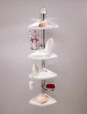 Primanova M-N13-22 угловая полка 4-х ярусная, 20*20 см, прозрачно-розовая