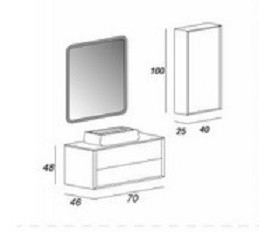 Тумба под раковину Cezares Bellagio 54716 70 см подвесная, цвет rovere tabacco