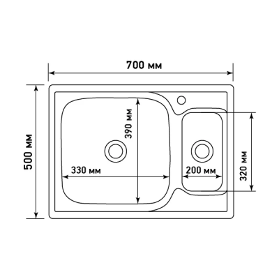 Мойка из нержавеющей стали MIXLINE ML 50x70 прямоугольная хром (538197)