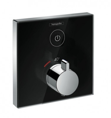 Термостатический смеситель для душа 15737600 Hansgrohe ShowerSelect Glass (черный хром)