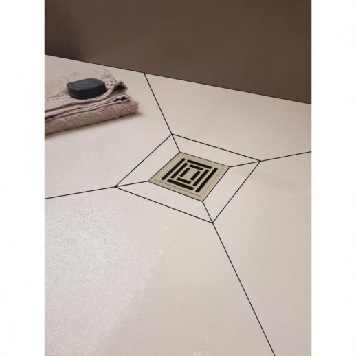 Трап BERGES водосток PLATZ Uno 100х100, матовый хром, S-сифон D50/105 H50 вертикальный