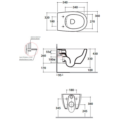 Унитаз Globo 4ALL MDS03.AR подвесной черный без сиденья
