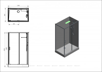 Душевая кабина Aquanet Passion EVO 120L Black 120x80 прямоугольная (00282012)