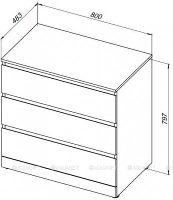 Комод для ванной Aquanet Сканди 800x480 Дуб эдгрейн 3 ящика (00302543)