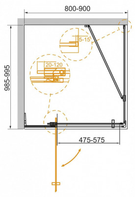 Душевой уголок CEZARES 100 x 80 x 195 см прямоугольная хром (SLIDER-AH-1-100-80/90-BR-Cr)
