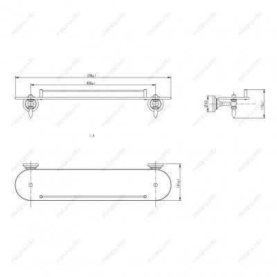 Полка стеклянная MELANA хром золото MLN-820004