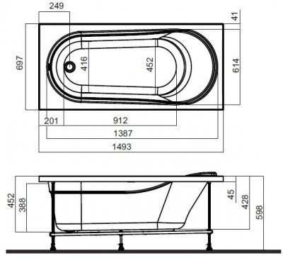 AM.PM Spirit W72A-150-070W-A2 ванна без гидромассажа, 150 см х 70 см