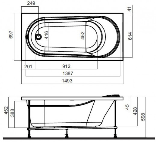 AM.PM Spirit W72A-150-070W-A2 ванна без гидромассажа, 150 см х 70 см