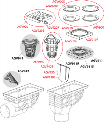 Ливнеотвод 300×155/125/110 мм, сток – прямой, серый AlcaPlast AGV4S