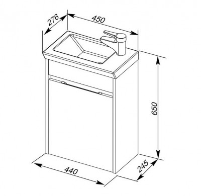 Aquanet Дувр 45 тумба с раковиной, белая