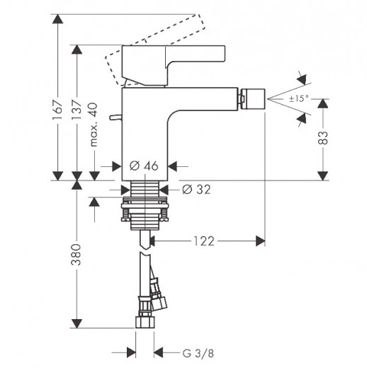 Hansgrohe Metris S 31261000 смеситель для биде с д/к, хром