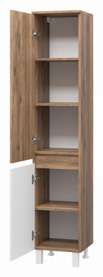 Шкаф-пенал напольный Brevita Dakota левый 350x340x1650 белый, темное дерево (DAK-050350-19/01Л)