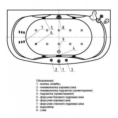 Акриловая ванна Aquatek Мелисса овальная 180x95 (без гидромассажа) MEL180-0000031