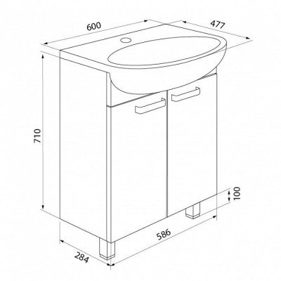 Тумба с раковиной IDDIS Harizma 60 напольная белая (HAR60W2i95K), дизайн современный