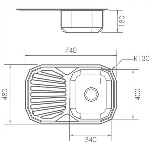 Кухонная мойка Haiba 74 HBS4874 (нерж сталь) матовая