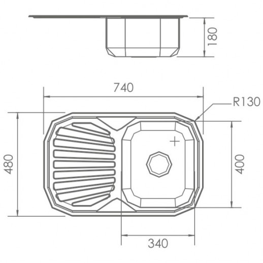 Кухонная мойка Haiba 74 HBS4874 (нерж сталь) матовая