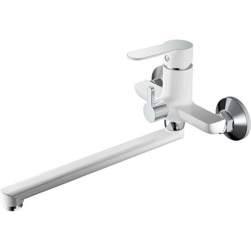 Смеситель для ванны Haiba HB22557-8 универсальный с душевым гарнитуром (латунь) белый, хром