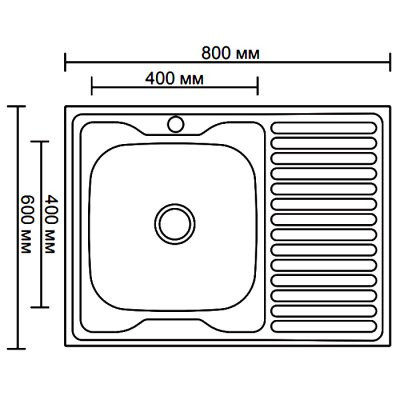 Одинарная мойка из нержавеющей стали накладная 60x80 см Ledeme L68060-R декор с левым крылом