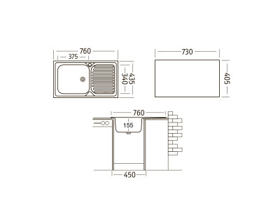 Кухонная мойка UKINOX Классика CLM760.435 -GT5K 1R, 43,5*76
