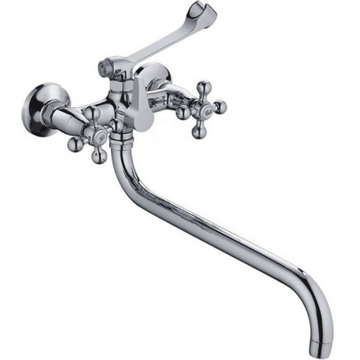 Двухвентильный смеситель для ванны Haiba HB2619-3 с душевым гарнитуром (латунь) хром