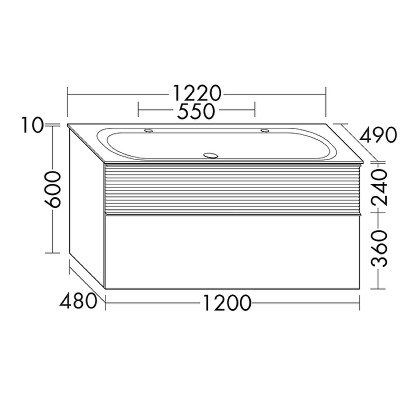 Тумба с раковиной Burgbad Fiumo 120 SFXO122F3956FOT45G0200C0001*2 подвесная белая бежевая