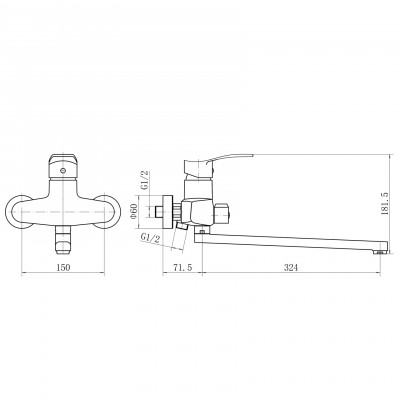Смеситель для ванны Plstart PD22001, хром