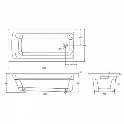 Чугунная ванна Jacob Delafon Archer 170x80 E6D904-0 прямоугольная белый