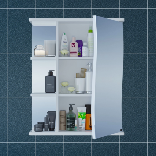 Зеркальный шкаф СаНта "Волна-600" прав, белый