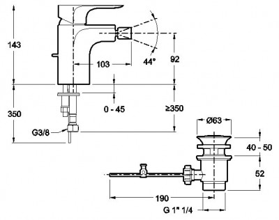 JACOB DELAFON Aleo E72279-CP смеситель для биде, хром