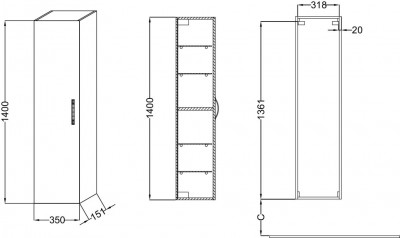 Подвесная колонна, реверсивная дверца, Jacob Delafon «OLA» (EB396-J5), белый