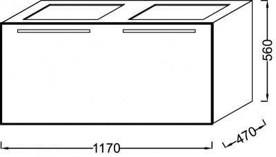Мебель 117 см для раковины-столешницы, серый антрацит, Jacob Delafon «STRUKTURA» (EB1287-N14) 2 ящ.