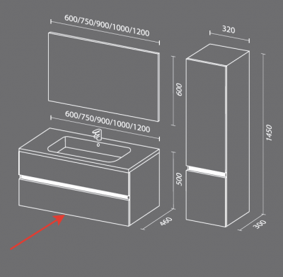SanVit КУБЭ-2 тумба с раковиной 100 см, шелк сталь